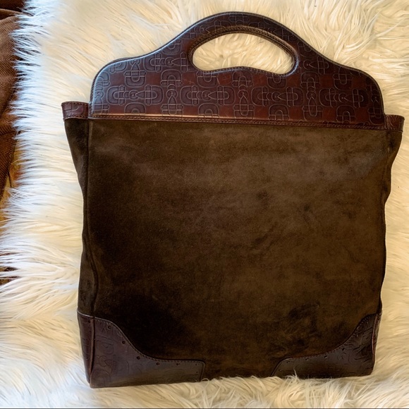 Authentic Gucci brown suede and leather handbag - Picture 2 of 6